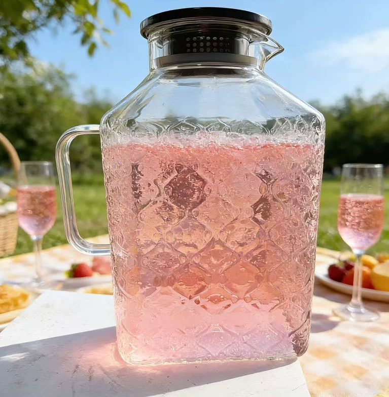 Square-shaped Glass Tea Pot