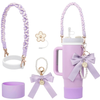 Flower keychain with hand-held bow straw silicone cup
