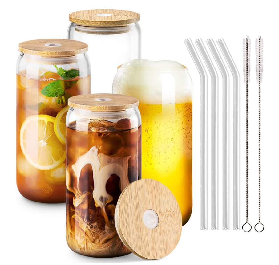 Bamboo-covered Glass Straw Cup
