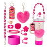 Cup sleeve handle rope plush hanging piece leak-proof heart accessory set
